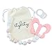Butterfly Teething Toy and Pacifier Clip, BPA Free Silicone Teether (Pink/Pearl)