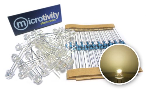 microtivity IL317 4.8mm Wide Angle Warm White Straw Hat LED w/ Resistors (Pack of 30) On Sale