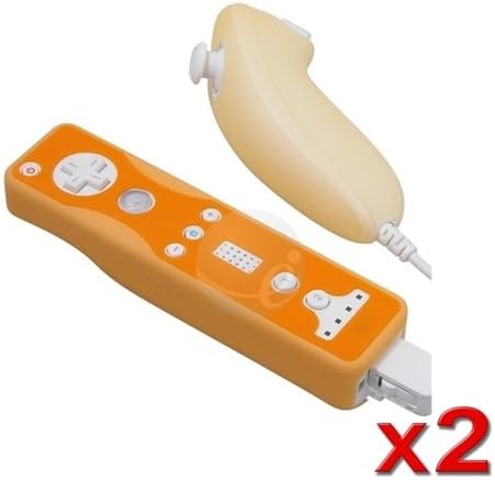 Orange Skin Cover For Nintendo Wii Remote + Nunchuck, 2 Pack