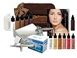 Deluxe Belloccio Cosmetic Airbrush Makeup and Tanning System with a Dark Shade Airbrush Makeup Foundation Set, Blush, Shimmer and Bronzer Set, Tanning Solution Variety 4 Pack