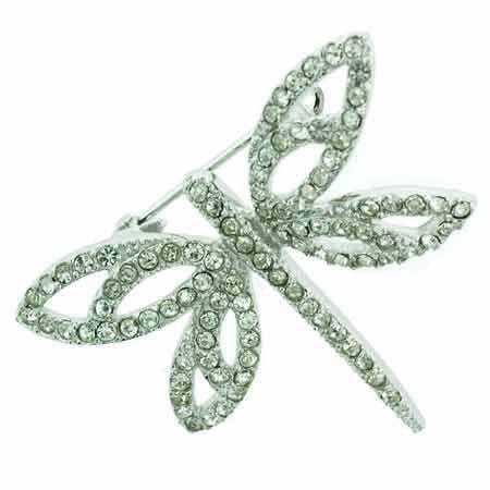 Sterling Silver Simulated Diamond cz Dragonfly Pin