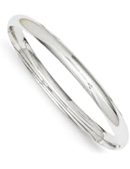 14k White Gold High Polished 6.00mm Hinged Bangle. Metal Wt- 6.76g