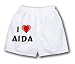 White Boxer Short with I Love Aida