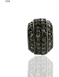 12*9mm Size Diamond Pave Bead Finding Sterling Silver Antique Style Jewelry