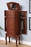 Beautiful Brown Jewelry Storage Armoire with Mirror