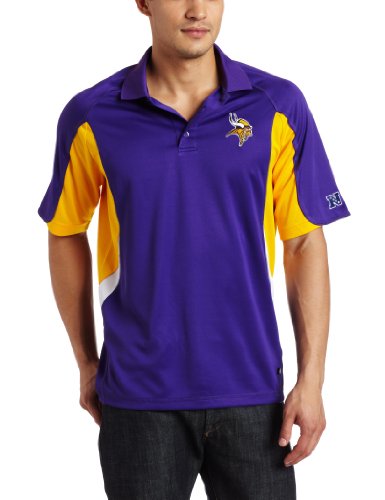 NFL Men's Minnesota Vikings Field Classic IV Short Sleeve Synthetic Polo (Deep Purple, Large)