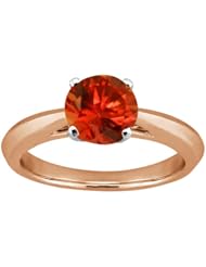 1.10 Ct Round Cognac Red SI1/SI2 Diamond Gold Plated Silver Solitaire Ring