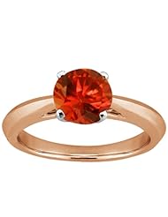 1.10 Ct Round Cognac Red SI1/SI2 Diamond 14K Rose Gold Solitaire Ring