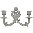 Wall Mounted Candle Holder, Distressed, Painted Metal, Holds 2 Candles