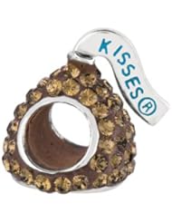 Hershey`s Kiss Brown CZ Small 3D Shaped Slide Bead/ Charm in 925 Sterling Silver