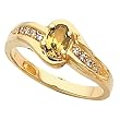 14K Yellow Gold Golden Topaz and Diamond Ring