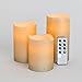 3 Distressed Gold Flameless Candles with Warm White LEDs, Wax, Batteries & Remote Included