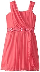 Girls Banding  Draped Jeweled Applique Sequined Floral Print Polyester Sleeveless  Dress With Ruffles