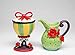 Fine Ceramic Hand Hand Painted High Heels Sugar Bowl and Red Rose Design Creamer, Sugar & Creamer Set, 5-3/8
