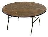 McCourt 70035 48 Inch Round Plywood Folding Table - Vinyl Edge with Black Frame