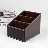 Aokin PU Leather Remote control/controller TV Guide/mail/CD organizer/caddy/holder with (Brown)
