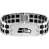 Team Titanium Seattle Seahawks Steel & Rubber Link Bracelet