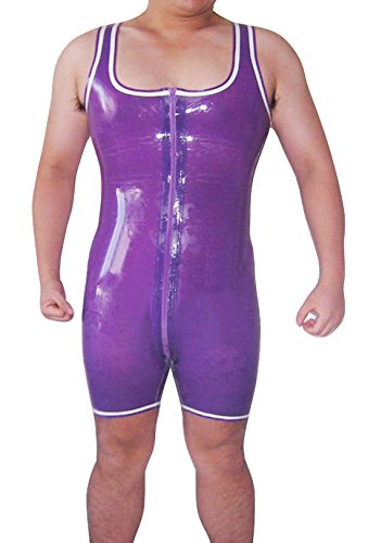 Howriis Men's Shiny Purple Sleeveless Front Ziper Letax Tri Suit (X-Small, Purple)