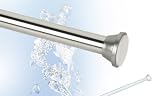 DUSCHVORHANGSTANGE 140 cm - 250 cm SILBER ALU GLÄNZEND TELESKOPSTANGE