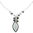 Handmade Grey Freshwater Pearl Necklace With Blue Swarovski Crystal Teardrop & Pendant