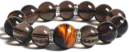 Buddhist Prayer Bracelet, Yoga Mala Smoky Quartz and Red Tiger Eye ¨C Power, Goal Accomplishment, Protection