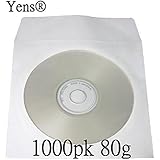 Yens&reg; 1000 pcs White CD DVD Paper Sleeves Envelopes with Flap and Clear Window