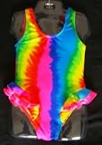 Girls Double Ruffle Ballerina Swimsuit Multi Tie Dye