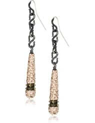 Deanna Hamro Atelier Long Pave Light Peach Spike Drop "Single Link" Earrings