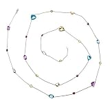 35cttw Multi Gem Stone Necklace 14k White Gold 50