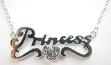 Disney Couture Silver Plated Necklace With Princess & Heart Pendant & Clear Crystals! * 08 Kidada Jones Newest Collection * * We Do NOT Ship To Australia And Japan *
