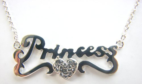 Click here to buy Disney Couture Silver Plated Necklace With Princess & Heart Pendant & Clear Crystals! 08... by Disney Couture.