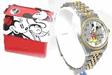 41W%2BvID7VDL. SL160  Licensed Disney Mickey Mouse Standing Silve and Gold Stainless Steel Bracelet Watch Comes in Disney Collectors Tin!!
