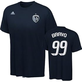 Sporting Kansas City Navy adidas Omar Bravo #99 Name and Number T-Shirt