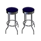 IMAGE OF 2 MAN CAVE Blue Velvet 29'' Specialty Chrome Barstools Bar Stools