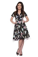 V-neck Short Sleeves Floral Print Tropical Print Short Fitted Flared-Skirt  Dress