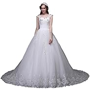 Sweetheart Applique Belted Vintage Crystals Sequined Crystal Pleated Beaded Lace Cap Sleeves Satin/Tulle Wedding Dress 