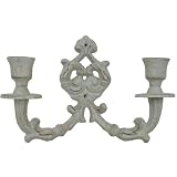 Wall Mounted Candle Holder, Distressed, Painted Metal, Holds 2 Candles