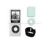 DreamBargains Premium iPod Nano 4G 4th Generation Silicone Sleeve Case - White/Clear + Screen & Click Wheel Protective Film + Adjustable Sport Armband - Black