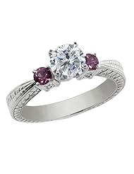 1.26 Ct Round H/I Diamond White Sapphire 18K White Gold 3-Stone Ring