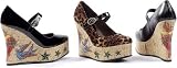 Penthouse Shoes Women's PH475-KAT 4.5 Cork Wedge Pump W/ Tattoo Embroidery