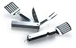 3-Piece Stainless Steel Folding Barbecue Tool Set - Travel Compact BBQ