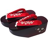■履きやすい！新品桜こっぽり(ぽっくり)【和装小物：履物（はきもの）】★振袖＆浴衣＆袴姿に人気コッポリ(適応サイズ23.0ｃｍ〜24.5ｃｍ程度)下駄★赤鼻緒 桜
