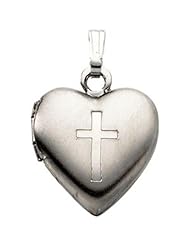 Heart Locket with Cross in Sterling Silver
