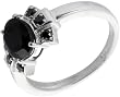 Faceted Black Spinel Ring - Sterling Silver