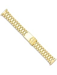President Link Style Metal Watch Band - Gold - (fits 16mm to 21mm)