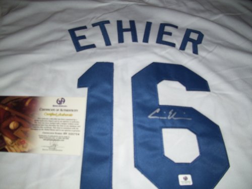 GAI Authentic Andre Ethier Autograph Cool Base Home White Los Angeles Dodgers Jersey