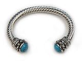 Silver Twisted Turquoise Cable Cuff Fashion Bracelet