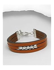 Orange Leather Bracelet In White Base