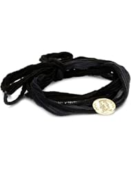 Mizuki 14k Gold Monogram Letter "Q" Button on Ombre Silk Bracelet