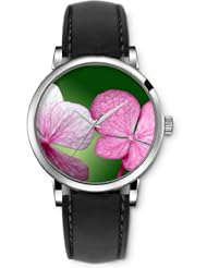 SPRAWL Aanalog Fashion Series Silver Ladies Watches of Genuine Black Leather Strap,Unique Wrist Watch for Women Girls Designed with pink flower